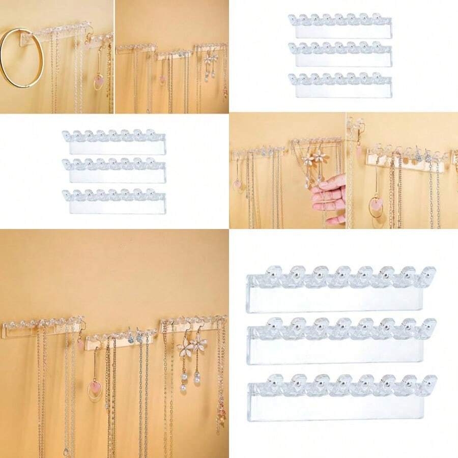 NewJuego de 3 organizadores de joyería montados en la pared para colgar collares y pendientes para exhibición y almacenamiento de joyas - como en la foto - Ver 1