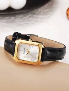 1 szt. zabytkowy kwadratowy luksusowy modny zegarek na co dzień dla kobiet - Złoto - Zobacz 5