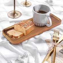 6-Pack 12" Natural Acacia Wood Rectangular Charcuterie Board Set, Modern Wooden Serving Trays For Cheese, Desserts & Appetizers - 棕色 - 查看 7