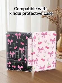 Pink Bow Cherry Dual-Sided Acrylic Crystal Protective Case, Suitable For  10th Gen,  10.2/Mini 6/Mini 7/9.7", Galaxy Tab A9 Plus, 3+Y Foldable Tablets, Anti-Bending, Silicone Reinforced Corners, Auto Wake/Sleep, Built-In Pencil Slot, Multi-Angle Kickstand - Perfect Daily Protection, Ideal Holiday Gift - 彩色 - 查看 7