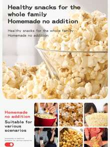 HONGMEI 1pc 1200W Electric Hot Air Popcorn Maker, High Popping Rate, 2-Minute Quick Popcorn Making, Healthy Oil-Free, Suitable For Family Movie Night - UK Plug(220-240V) - View 5