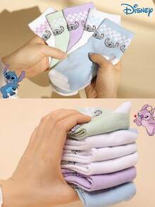 Disney 1/5/10 Pairs Stitch Cartoon Socks For Women, Girls, Men, Comfortable, Breathable, Moisture-Wicking, Odor-Resistant, Suitable For Daily Casual Wear, Back To School, Holidays, Christmas Gifts For Family, Friends, Students, Boyfriend/Girlfriend - Multicolor - View 2