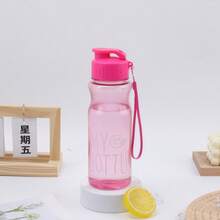 Sticlă de apă portabilă cu capac rabatabil, material PET de 550 ml (rezistent la temperaturi sub 50 °C), pentru sporturi în aer liber, pahar de plastic, pahar de apă pentru uz zilnic al studenților, mâner de transport, potrivită pentru camping, drumeții, fitness, hidratare în aer liber, cadou de ziua de naștere - Multicolor - Vizualizare 12