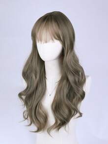 [Domestic Shipping, Next Business Day Delivery Available] MELISSYA Khaki Beige Wig (With Bangs) / Ultra-Lightweight Wig / Soft And Airy Texture | Recommended For Hat Coordination, Gyaru Style With A Lightweight And Stress-Free Wear / Heat-Resistant Synthetic Hair, Women's, Beginner-Friendly, Perfect For Everyday Wear, Parties, And Cosplay, Rose Net Cap (Adjustable), Smooth And Versatile Styles | Undetectable | Natural | Women's | Stylish | Cute Wig | Everyday Use | Straight Wig | Full Wig | Breathable | Cute For Adults | Fashion Wig | Layered Cut | Layered Wig - 卡其色 - 查看 3