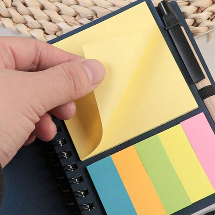 Notebook Set - Multipurpose Notebook And Diary With Multicolor Stickers For Recording, Memo, Studying, Office Supplies,Office Decor And Accessories,Christmas Gift - 每本書60頁 - 查看 11