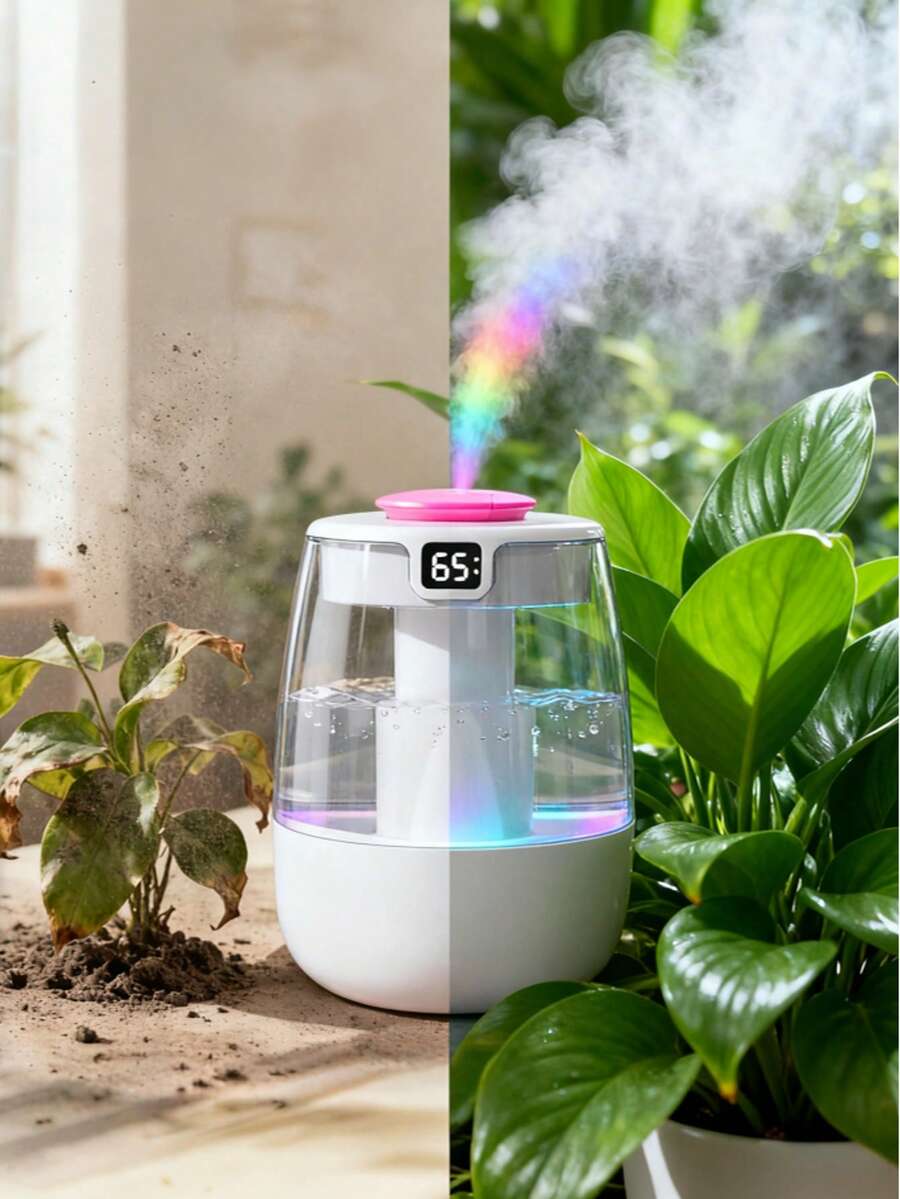 2.2升卧室加湿器，家用电动香薰机，精油香薰雾化加湿器，USB供电，顶部加水，适用于大房间，数字显示，夜灯，3种雾量模式，自动关机，静音运行，兼容精油和香氛。超大容量冷雾加湿器，适用于卧室、客厅、办公室装饰、植物、室内使用，易于清洁和加水，是送给家人和女性的绝佳圣诞礼物。