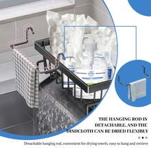 Dish Sponge Storage Box - Removable Dish Cloth Rack, Brush Rack, Dish Soap Dispenser, Household Sink, Drain Basket, Storage Tools, Dish Cloth Rack, Kitchen Storage Rack, Christmas Ready, Kitchen Cleaning - Multicolor - View 5