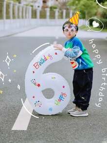 1pc32 Inch White Birthday Digital Smiling Face Daisy Aluminum Film Balloon Baby Birthday Photo Prop Digital Decoration Internet Celebrity Sun - Multicolor - View 7