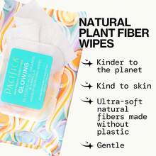 Pacifica Belleza - Toallitas desmaquillantes brillantes - Ácido glicólico, agua de, infusión de aloe - Limpieza diaria + exfoliante - Cuidado limpio de la piel - Toallas faciales de fibra vegetal - Veganas - Brillante (naranja y vainilla) - Ver 9