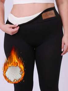 Plus Size Winter Women Leggings Thermal Lined Velvet Keep Warm Pants High Waist Leggings Women Solid Comfortable Stretchy Thermal Long Johns Women Thermal