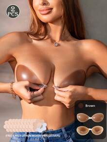 1/2 Pcs Invisible Silicone Push Up Bra – Strapless Backless Sticky Bra, Upgraded Strong Adhesive, Waterproof & Reusable, Perfect For Wedding Dresses, Strapless Outfits & Summer Looks - Multicolor - View 40