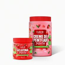 Kit Jujuba Morango Creme de Pentear 1kg e Gelatina 500g - Dabelle Hair - Branco - Visão 2