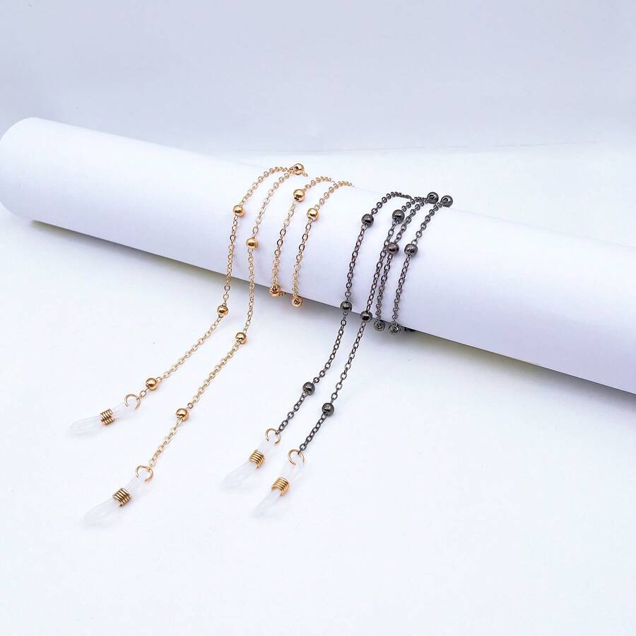 Delicate Eyeglass Cord, Colorful Fashion Safety Chain/New - Dourado +Cinza - 查看 1