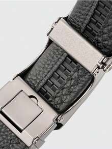 CAMEL CROWN Men's Automatic Buckle Belt, Simple And Versatile Waist Strap - Black - Letters - View 5