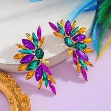 2件套波西米亚风不对称耳环，流苏水钻多款设计，适合日常、节日、派对、庆典等场合佩戴。 - 彩色 - 查看 10