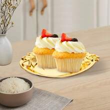 12pcs Golden Dessert Serving Tray Lightweight Break Resistant Multi Purpose Fruit Snack Platter Candy Storage Plate Dried Food - Multicolor - View 11