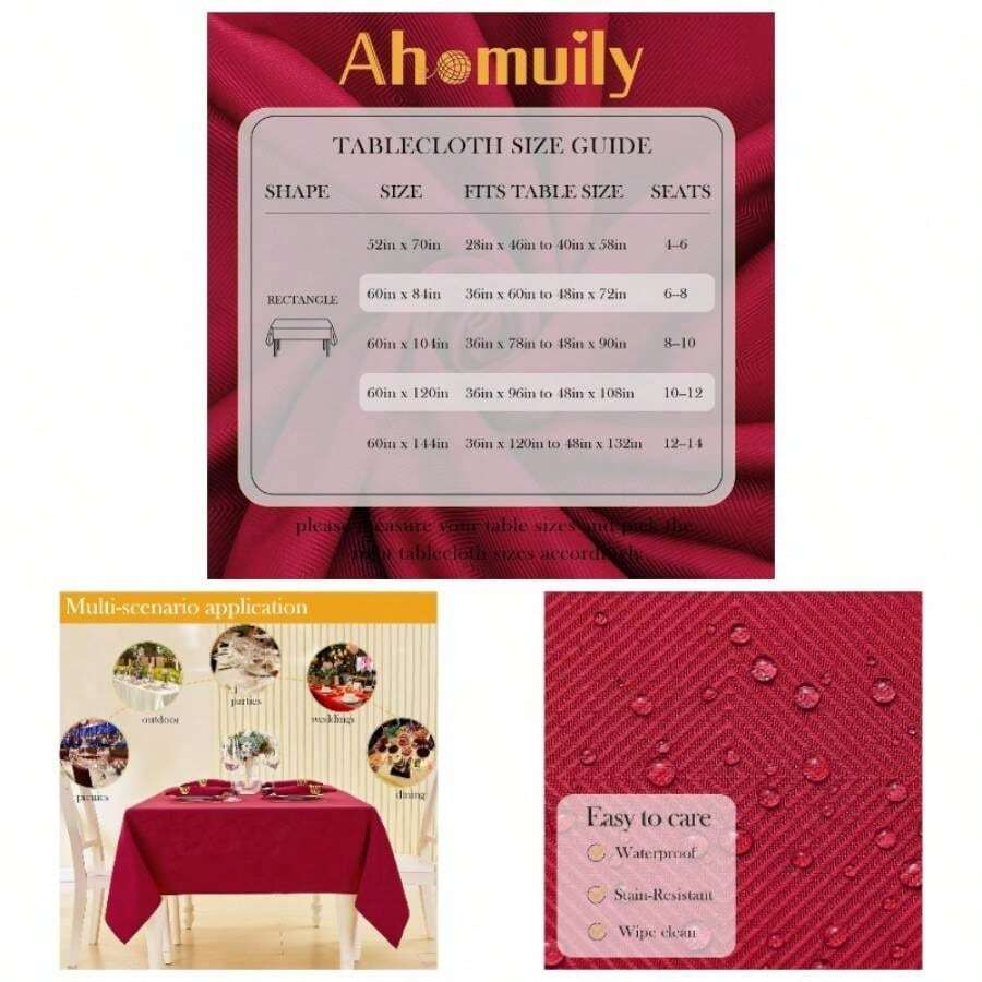 Kitchen Tablecloth - Burgundy Red + 304.8 X 91.4 cm (Rectangular) - View 1