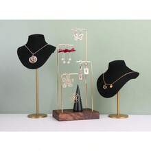 Velvet Hanging Jewelry Organizer With Small Necklace Mannequin For Girls Metal Necklace Display Stands Ideal For Retail Stores Home Organization And Gift Presentation Compact Design Perfect For Displaying Delicate Necklaces And Accessories Durable Black Finish Enhances Visual Appeal In Any Setting - A3BlackM - Xem 3