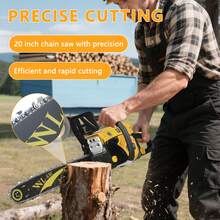 20-Inch 63CC Gas Powered Chainsaw, 2 Stroke Handed Petrol Gasoline Chain Saw With Ergonomic Handle, Small Vibration Cordless Logging Saw Woodworking Tool - 黃色 - 查看 2