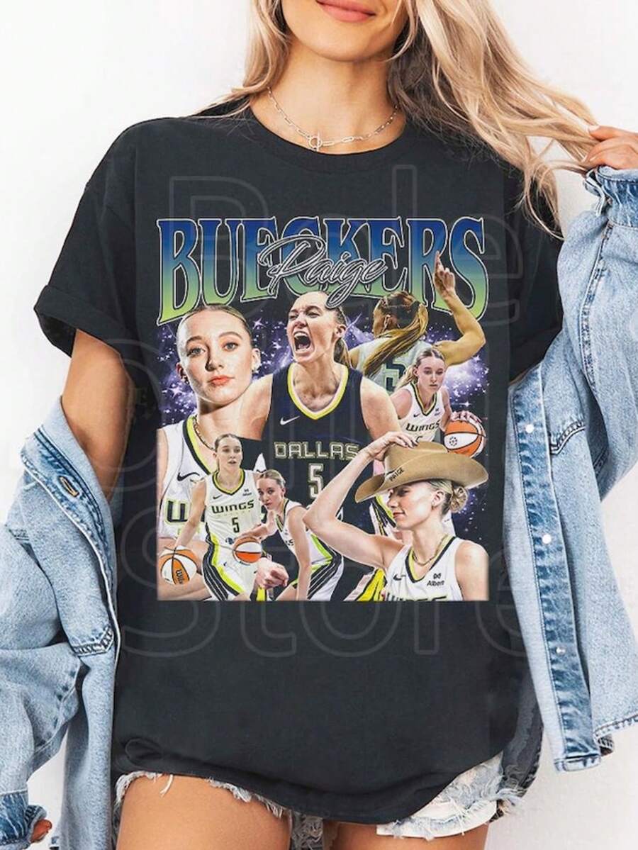 Paige Bueckers Vintage Shirt Dallas Woman Basketball - Black - View 1