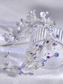 1件优雅紫色水晶新娘头饰发箍，适合婚礼、派对、摄影、情人节，女士礼物