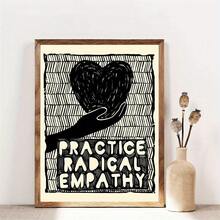 1pc Experience Radical Empathy Canvas Art Printing - Frameless Ink Letter Printing Wall Artwork, Indoor And Outdoor Decoration - Classic Modern Art Decoration - Palm Design, Suitable For Living Rooms, Bedrooms, Home Offices, Coffee Shops - Social Justice And Action Themed Wall Hanging Decoration - Multicolor - View 7