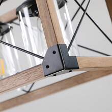 32'' Chandelier Fixtures LED Pendant Light Rectangle Oak 5 Lights Farmhouse(Local Delivery) - trắng - Xem 7