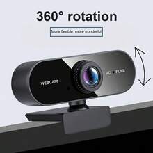 HD Auto-Zoom USB Interface Plug-And-Play 360° Rotating Computer Laptop, PC Network Camera With Macro Lens, 1080P Video Capture Resolution, Auto Focus, No Battery Required, For Video Conferencing And Online Classes, Online Class Camera | Modern Camera Design | USB Connectivity, Webcam, Webcam For Pc, Camera For Streamer, Webcam For Smart Tv, Webcam For Laptop, Web Camera, Pc Accessory, Streaming Equipment, Usb Camera - màu đen - Xem 2