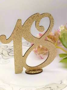 1 pieza Decoración de número de madera con brillo dorado, 18º, 30º, 40º, 50º, 60º, 70º Aniversario, Decoración de sobremesa para Aniversario, Cumpleaños, Boda, Fiesta Temática, Fiesta de Jubilación, Fiesta de Vacaciones, Acción de Gracias, Día de San Valentín, Boda de Otoño, Decoración de Fiesta Temática