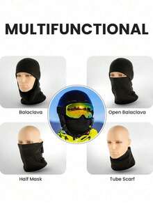 1pc Winter Plush Thickened Women's And Men's Warm Scarf - Heavy Duty Windproof And Warm Face Mask, Outdoor Cycling Neck, Breathable Polyester Knitted Fabric, Suitable For Winter Cycling, Outdoor Activities, Skiing, Motorcycle Driving Essential - Dual Use Design: Suitable For Both Cycling And Outdoor Activities, With A Scarf/Neck Cover/Hat Three In One Multifunctional And Versatile Balaclava Hat,
