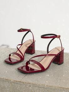 Quadratische Zehenkappe Plateau High Heel Riemchen Sandalen, elegant und geeignet für Bankette und Partys, modische und vielseitige Damensandalen