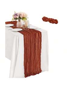 Camino de mesa de gasa navideño de 10 pies, 5 paquetes de 35x120 pulgadas, camino de mesa de gasa para recepción de bodas, fiesta de cumpleaños bohemia, decoración de mesa rústica y romántica para bodas - Multicolor - Ver 32