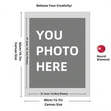 Kit di pittura a diamante personalizzata su misura per adulti, fai da te 5D, arte con punti a forma rotonda/quadrata, con foto, testo e disegno personalizzato, in varie dimensioni (20x25cm), decorazione personalizzata per la casa (Punti rotondi, 30x40cm), kit per adulti, decorazione con pittura a diamanti 5D