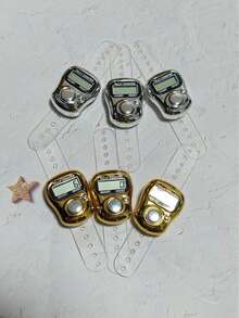 1 件高品质手持式电子计数器，金属设计，带孔按钮，仓库计数设备，圆形计数器，时尚计数器，圣诞节、万圣节、感恩节、游戏礼物 - 彩色 - 查看 4