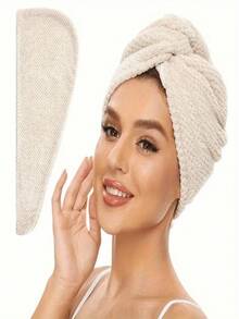 1pc Ultra-Soft Microfiber Hair Towel, 300Gsm Gentle Drying Cap, Minimalist Solid Color Bath Towel, Super Absorbent Quick-Dry Hair Wrap, Anti-Frizz Shower Cap, Bathroom Accessories (Upgraded Style, Random Old/New Version Sent, Texture May Vary)