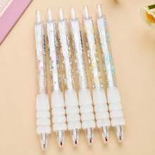 6pcs Ditsy Floral Pattern Push-Button Ballpoint Pens, High-Quality Quick-Drying Black Ink Pens, Smooth Writing For Studying, Student Stationery Supplies, Student Prizes & Gifts - Multicolor - View 10