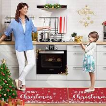 Christmas Kitchen Rug Sets Holiday Merry Christmas And Snowflake Kitchen Mat Sets Of 2 Non-Slip Door Mat Runner Rug Decorative Xmas Kitchen Floor Mat For Home Decoration - Rojo - Ver 4