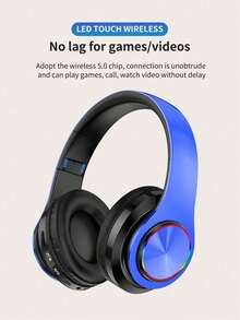 B39 RGB Lighting Wireless Headphones, Gaming Headset With Deep Bass, HIFI Sound Quality, Super Long Battery Life, Compatible With Apple, , Android, 150mAh - Blue - View 3