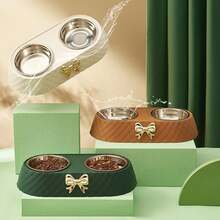 Pet Bowl Stainless Steel Dog Drinking And Food Bowl With Anti Slip Base, Suitable For Cats And Dogs - 棕色 - 查看 4
