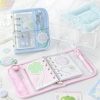 Rosyposy Clear PVC Zipper Planner With Display Window, Multi-Pocket Notebook For Kpop Star Photos, Refillable Binder & Non-Adhesive Paper Sheets