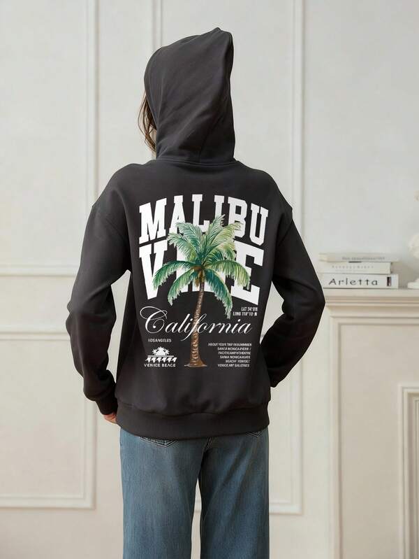 قميص ثقيل هودي كاجوال مطبوع للفتيات المراهقات، بطانة حرارية، أكمام طويلة، ملابس شتوية/خريفية للطلاب والشباب، قطعة واحدة