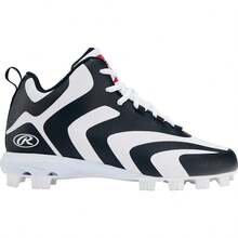 Rawlings Rookie Men's US 13 Black White Athletic Baseball Cleats UWU185 - 黑色 - 查看 1