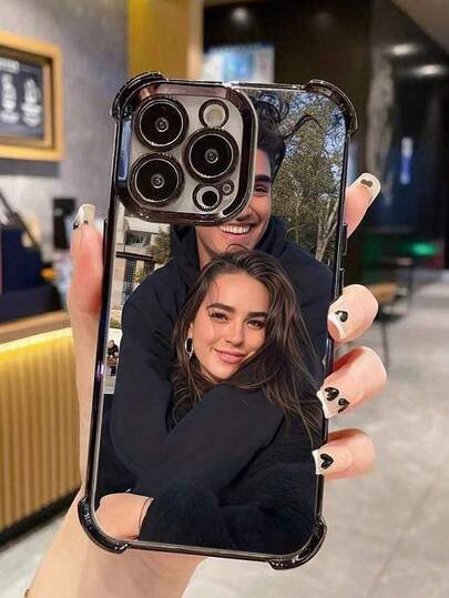 1 pieza Funda de teléfono personalizada con foto, esquinas chapadas con protección antideslizante de silicona suave compatible con iPhone 17 16 15 14 13 12 11 Pro Promax Plus, Galaxy S25 S24 S23 S22 Ultra Edge, teléfonos OPPO, para aniversario, San Valentín, cumpleaños, boda, Día de la Madre, Día del Padre, regalo para mejor amigo, regalo para mamá/papá, novio, novia