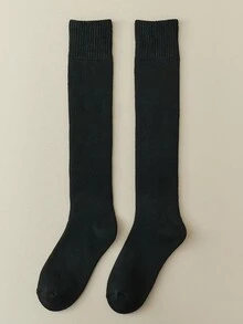 1/3 Pairs Solid Color Thick Thermal Lined Knee High Socks, Warm For Matching With JK Skirt, Y2k, Cozy