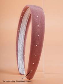 1pc Girls Velvet Rhinestone Headband, Fashionable For Parties Or Everyday Use, Autumn/Winter - Hairband - View 9