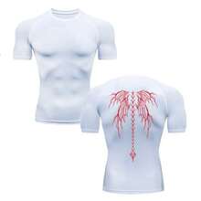 Y2K Compression Shirt Men Fitness Gym Skeleton Sport Running T-Shirt Rashgard Tops Tee Quick Dry Short Sleeve T-Shirt For Men - -灰色的 - 查看 8