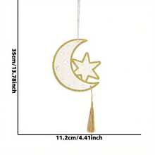 4件套木制月亮节星月流苏挂饰，家居装饰镂空木牌挂件，适用于墙面、橱柜门、花园装饰、派对装饰 - 彩色 - 查看 9