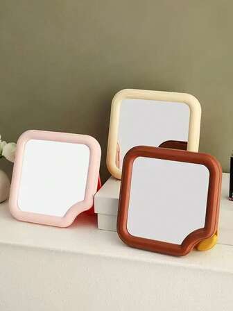 1 pieza Espejo de maquillaje de color macaron, espejo de tocador plegable para el hogar, la oficina, el dormitorio, el baño, adecuado como regalo para mujeres, económico, relleno de calcetines, maquillaje, herramientas de maquillaje, cosas baratas, regalos, regalos para mujeres, regalos de Navidad