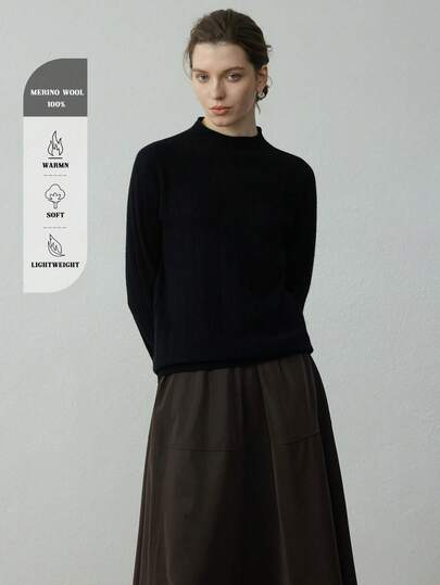 女士休闲纯色立领长袖上衣，秋冬款