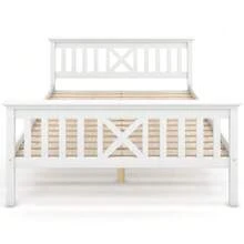Single Wooden Bed Consisting Of A Bed Frame With Slatted Base And A Headboard - 90 X 200 Cm, Solid Pine, Children's Bed, Teenager's Bed, White - White 1 - View 4